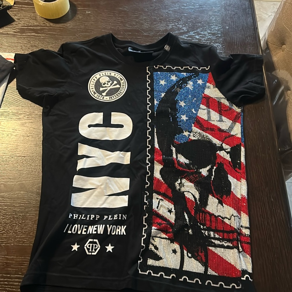 💯 AUTHENTIC PHILLIP PLEIN I LOVE NYC JEWELED TSHIRT